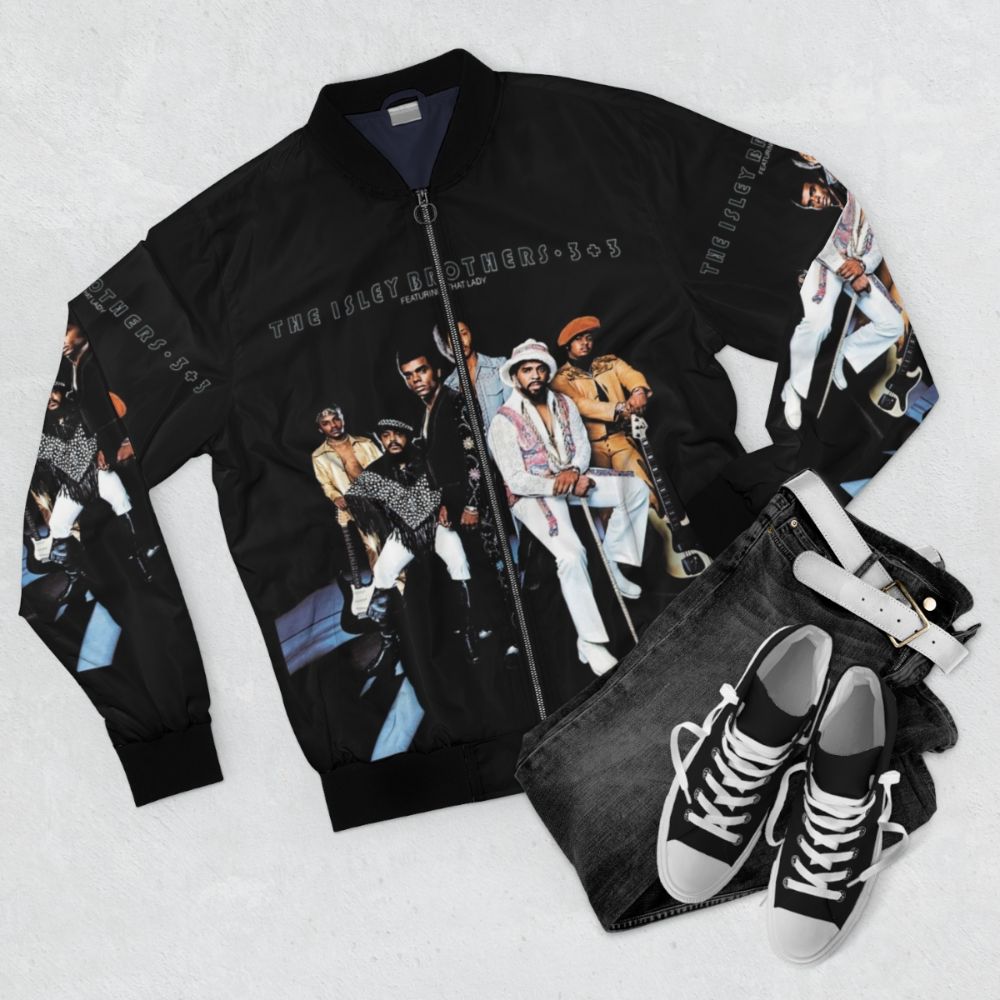 Isley Brothers Soul and Funk Music Bomber Jacket - Flat lay