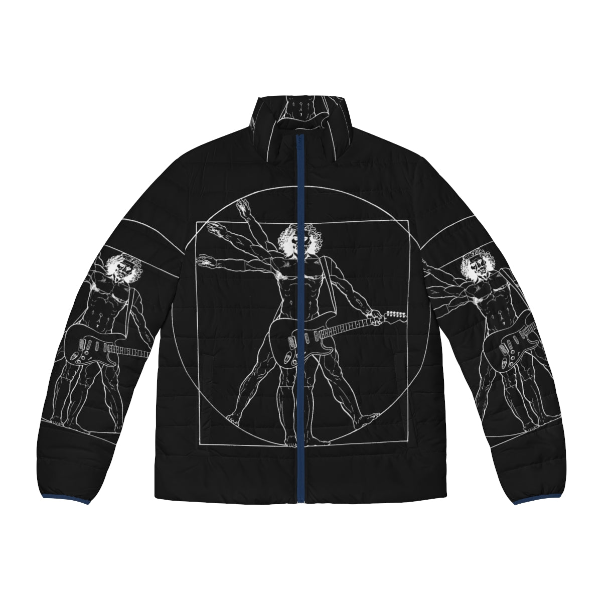 Vetruvian Rock Star Puffer Jacket featuring classic art inspired by Leonardo da Vinci