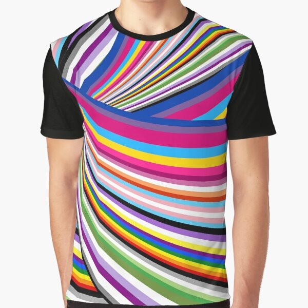 Pride Flags Graphic T-Shirt featuring a colorful rainbow design representing the LGBTQ+ community.