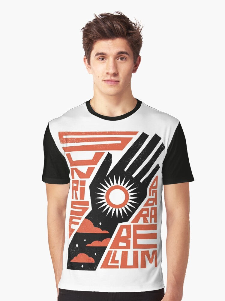 Sunrise graphic t-shirt with a minimalist, revolutionary design - Men