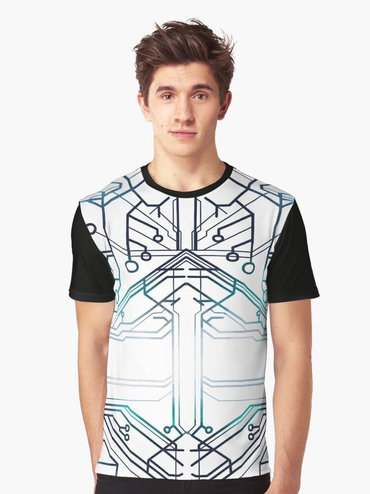 "Be More Chill Squip's Hoodie Pattern Graphic T-Shirt with circuits and electric designs" - Men