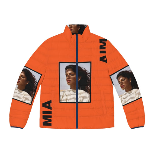 Vibrant Miami Boombox Retro Puffer Jacket with Synth Wave Style