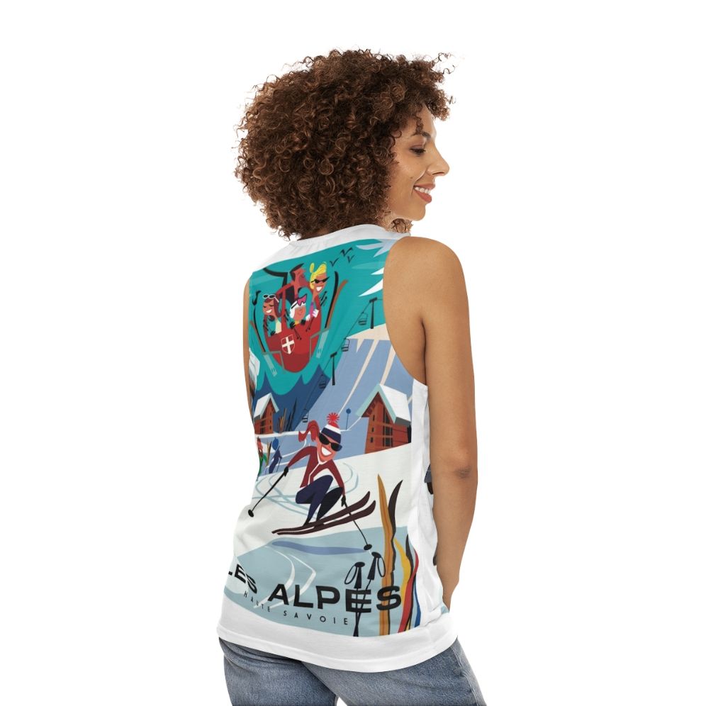 Les Alpes Ski Poster Unisex Tank Top - women back