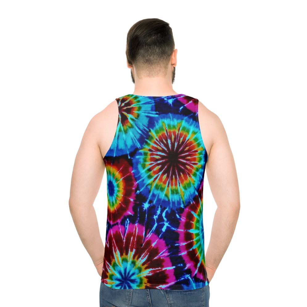 Colorful tie dye unisex tank top - men back