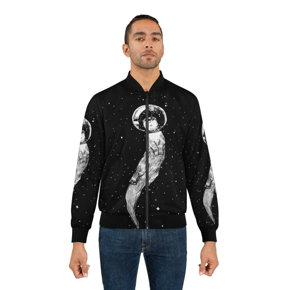 Otter floating in space on a bomber jacket design - Lifestyle