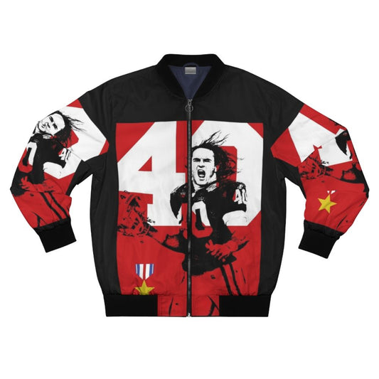 Pat Tillman Military-Inspired Bomber Jacket with USA and Army Ranger Insignia