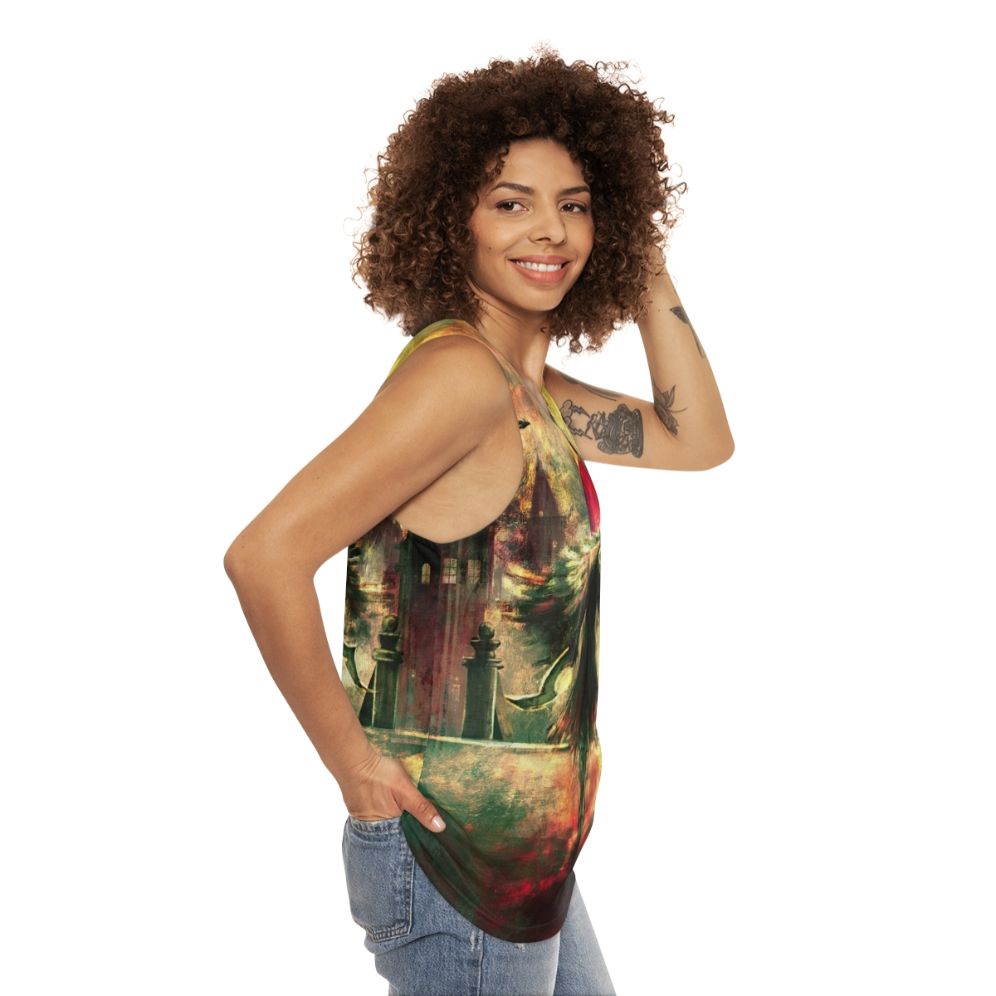 Bloodborne Hunter Crow Unisex Tank Top - women side