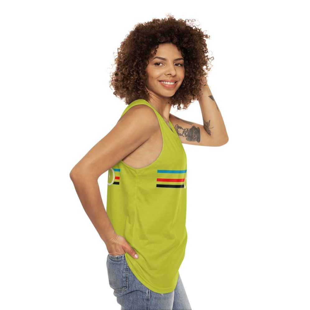 Retro bike stripes velodrome cycling tank top - women side