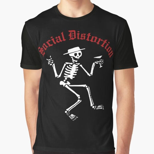 Social Distortion punk rock music band t-shirt featuring a skull logo
