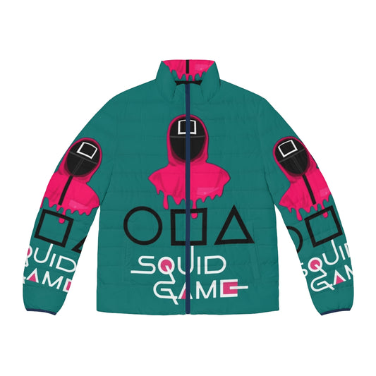 Squid Game Collection 2 Puffer Jacket with iconic symbols and colors from the Netflix series