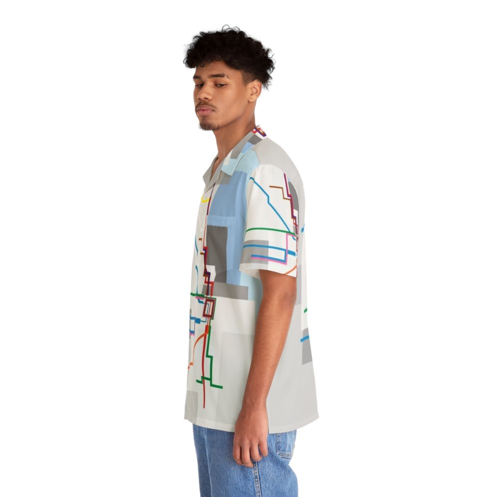 Chicago Transit Map Lake Hawaiian Shirt with City Skyline - People Left