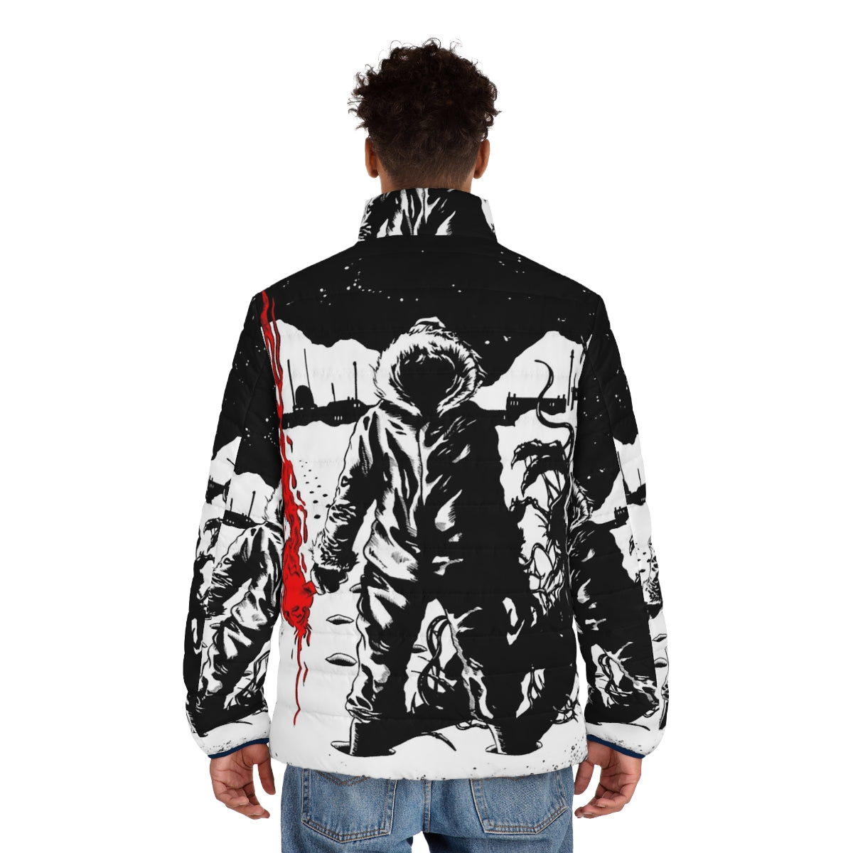 The Thing Flare Puffer Jacket - 80s horror cult classic inspired outerwear - men back