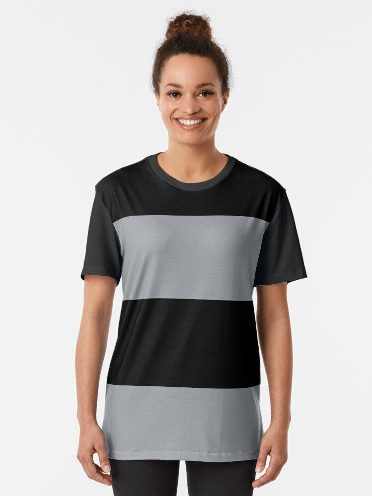 Black and grey horizontal striped t-shirt - Women