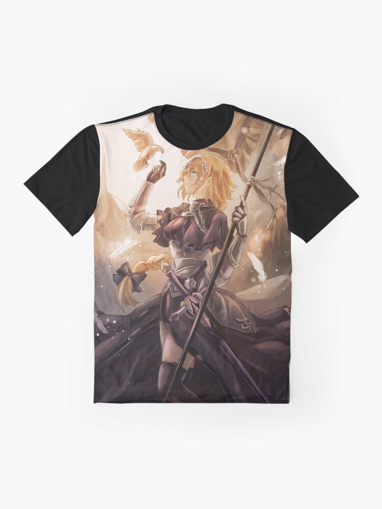 Joan of Arc anime character graphic design t-shirt for Fate series fans - Flat lay