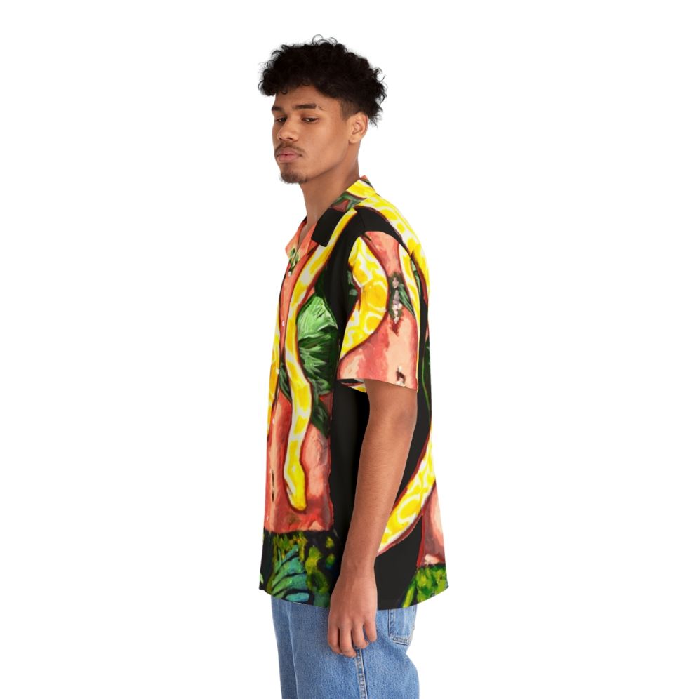 Retro snake print Hawaiian shirt with 90s pop culture design - People Left