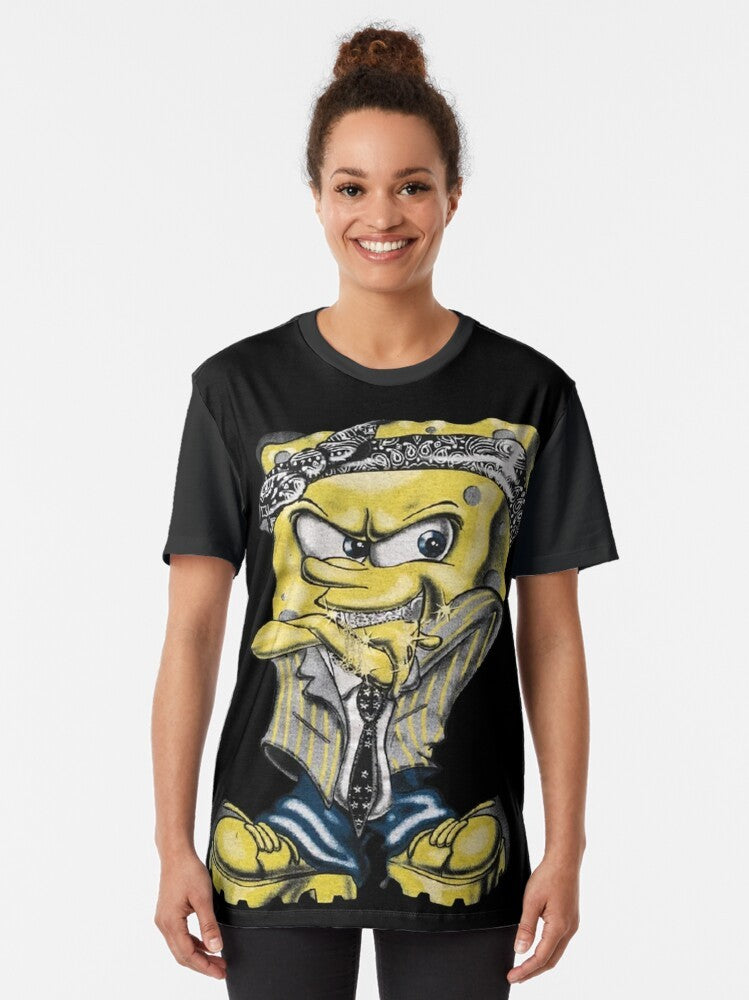 Gangster SpongeBob graphic design on a t-shirt - Women