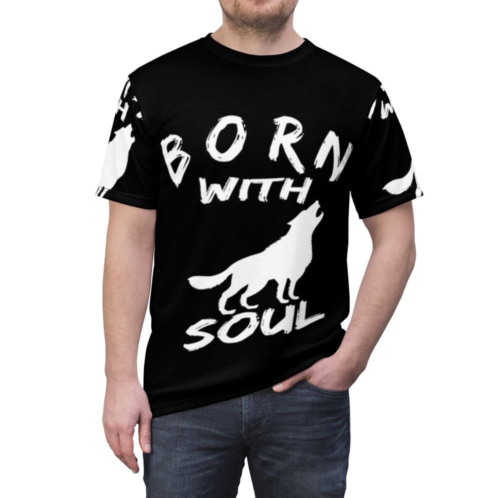 Premium Wolf Soul Graphic T-Shirt for Nature Enthusiasts - men front