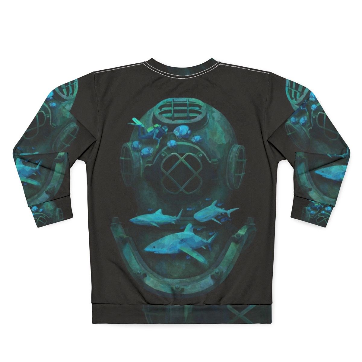 Deep Diving Sweatshirt with Marine Life Design - Back