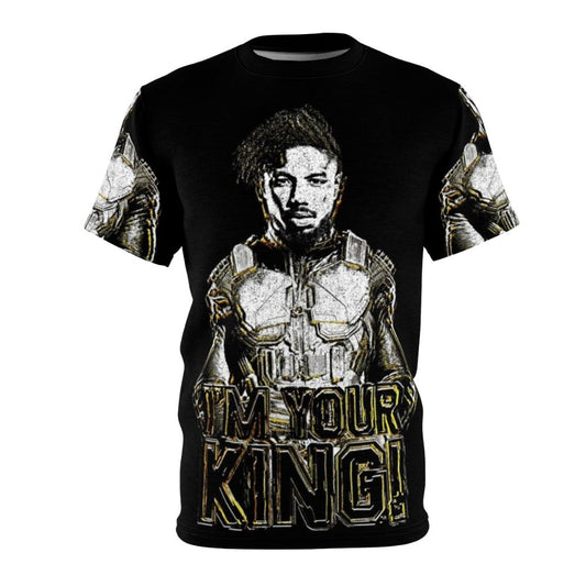 A t-shirt featuring a comic book-inspired design with the text "I M Your King"