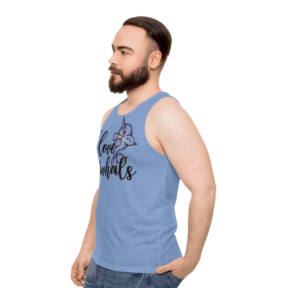 I Love Narwhals Unisex Tank Top - men side