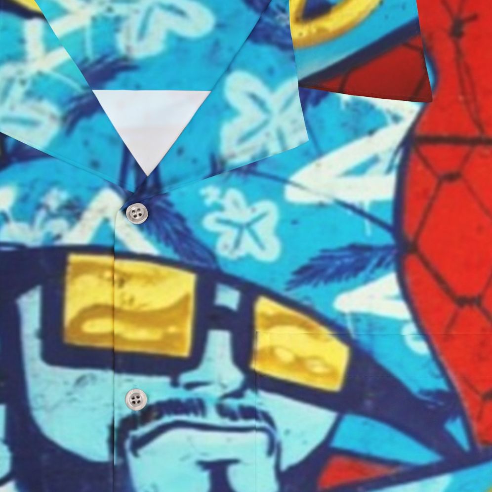 Retro 80s graffiti style b-boy hawaiian shirt - Detail