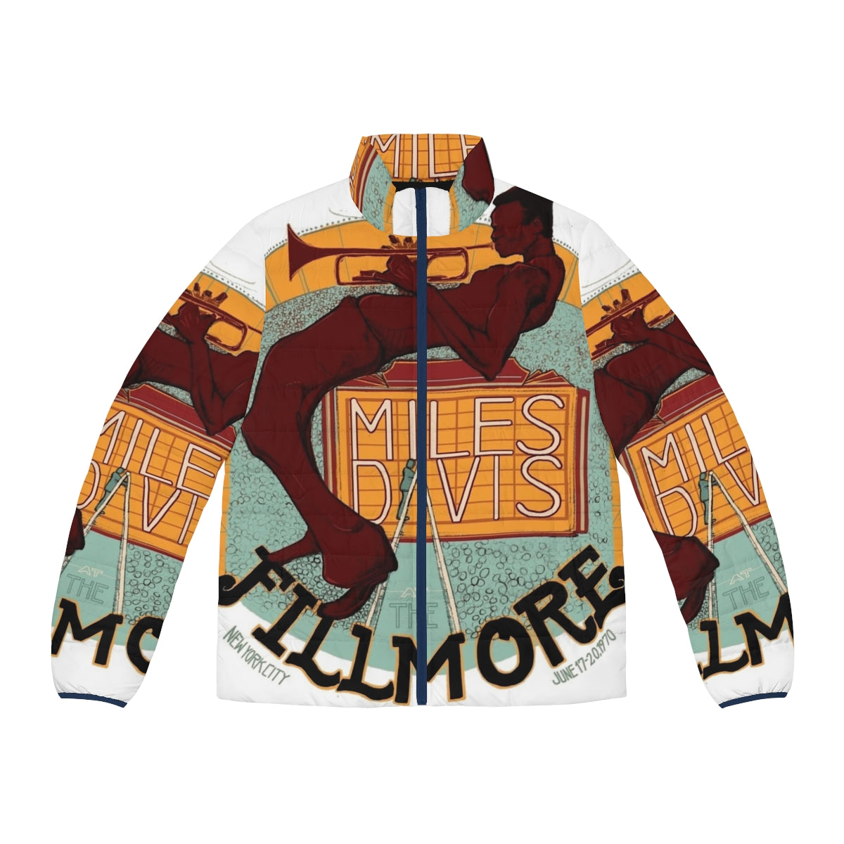 Miles Davis Jazz Puffer Jacket featuring Fillmore Concert Inspired Design