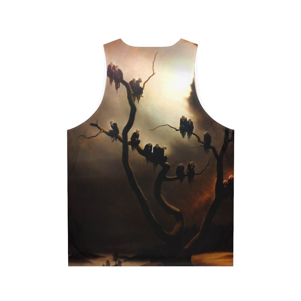 Retro surreal ghost tree unisex tank top - Back