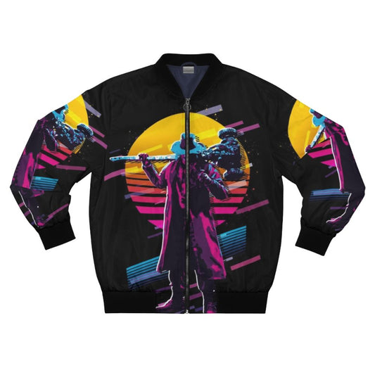 Resident Evil Heisenberg 80s Retro Bomber Jacket featuring the iconic Heisenberg character from Resident Evil Village