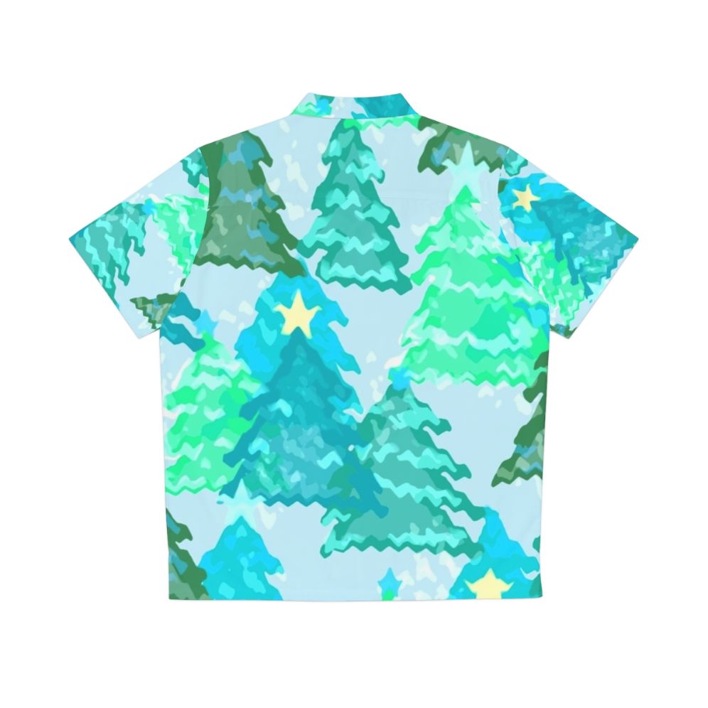 Wintergreen Christmas Trees Hawaiian Shirt with a festive, nature-inspired print - Back