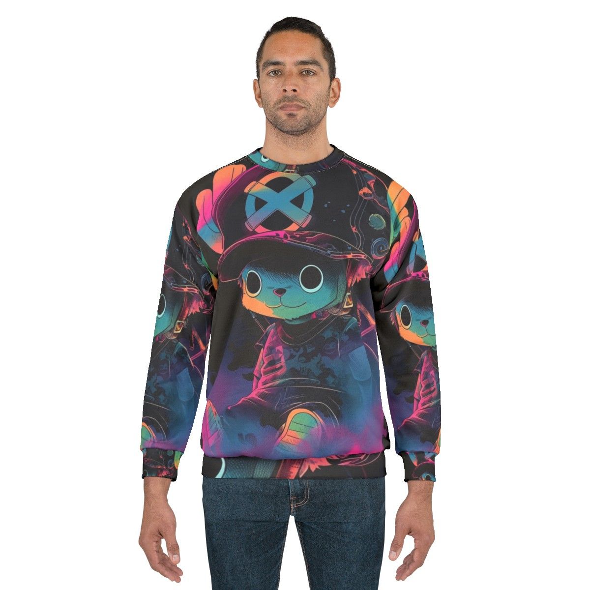 Cotton candy graffiti design on a cozy sweatshirt - men