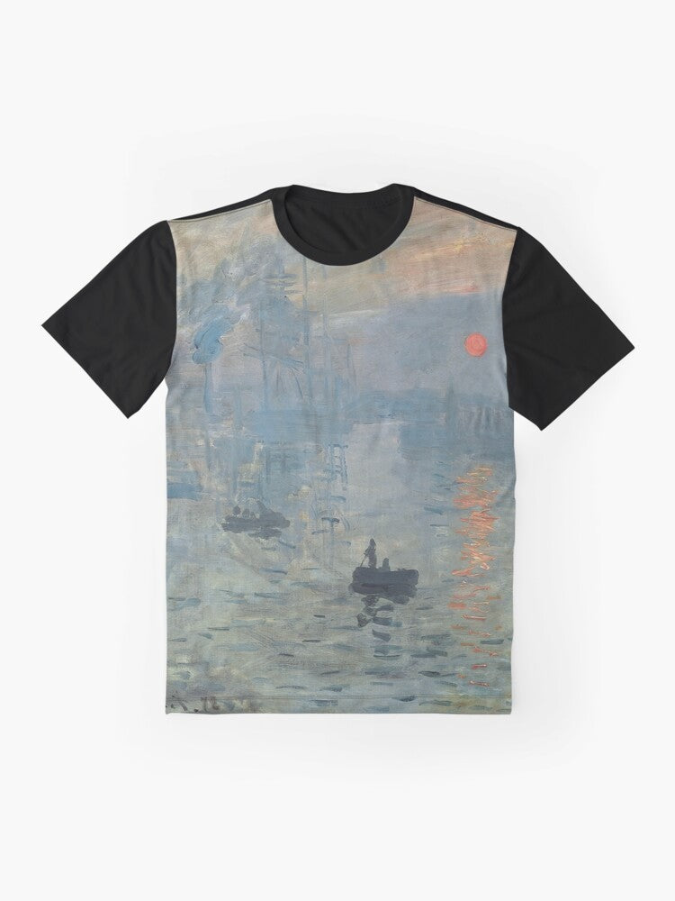 Claude Monet Impressionist Sunrise Fine Art Graphic T-Shirt - Flat lay