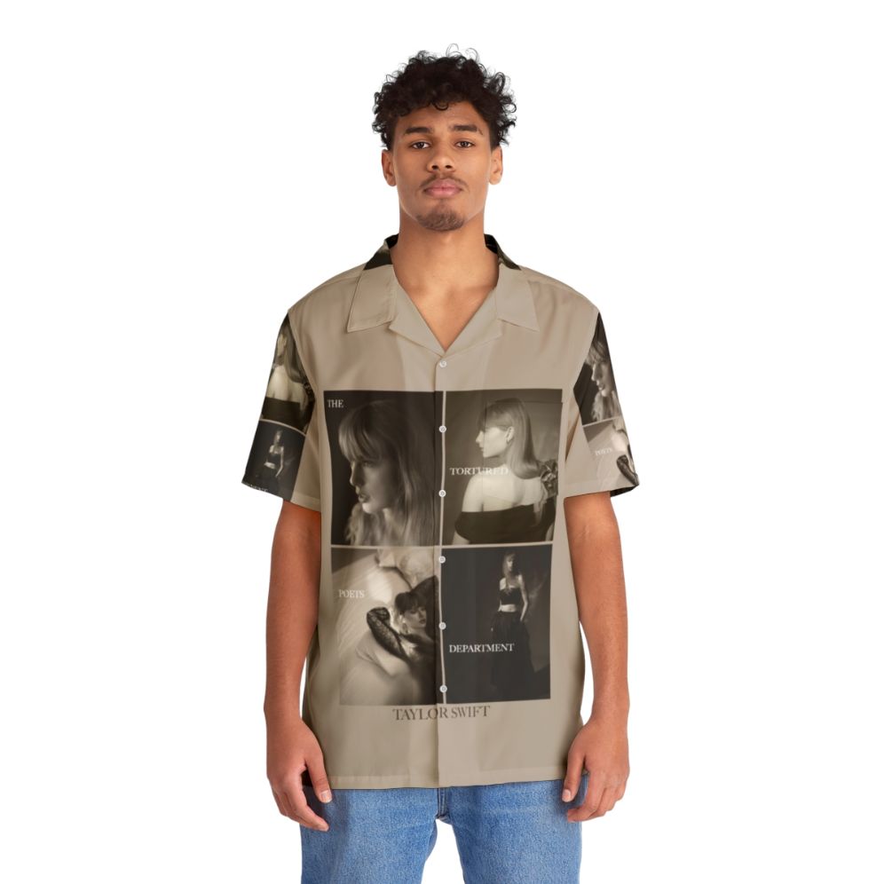 The Tortured Poets Department Ombré Hawaiian Shirt featuring a collage design for Taylor Swift fans - People Front