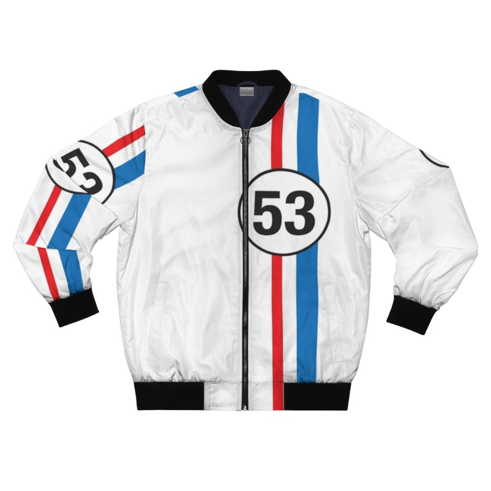 Herbie the Love Bug-inspired retro bomber jacket with vintage beetle design