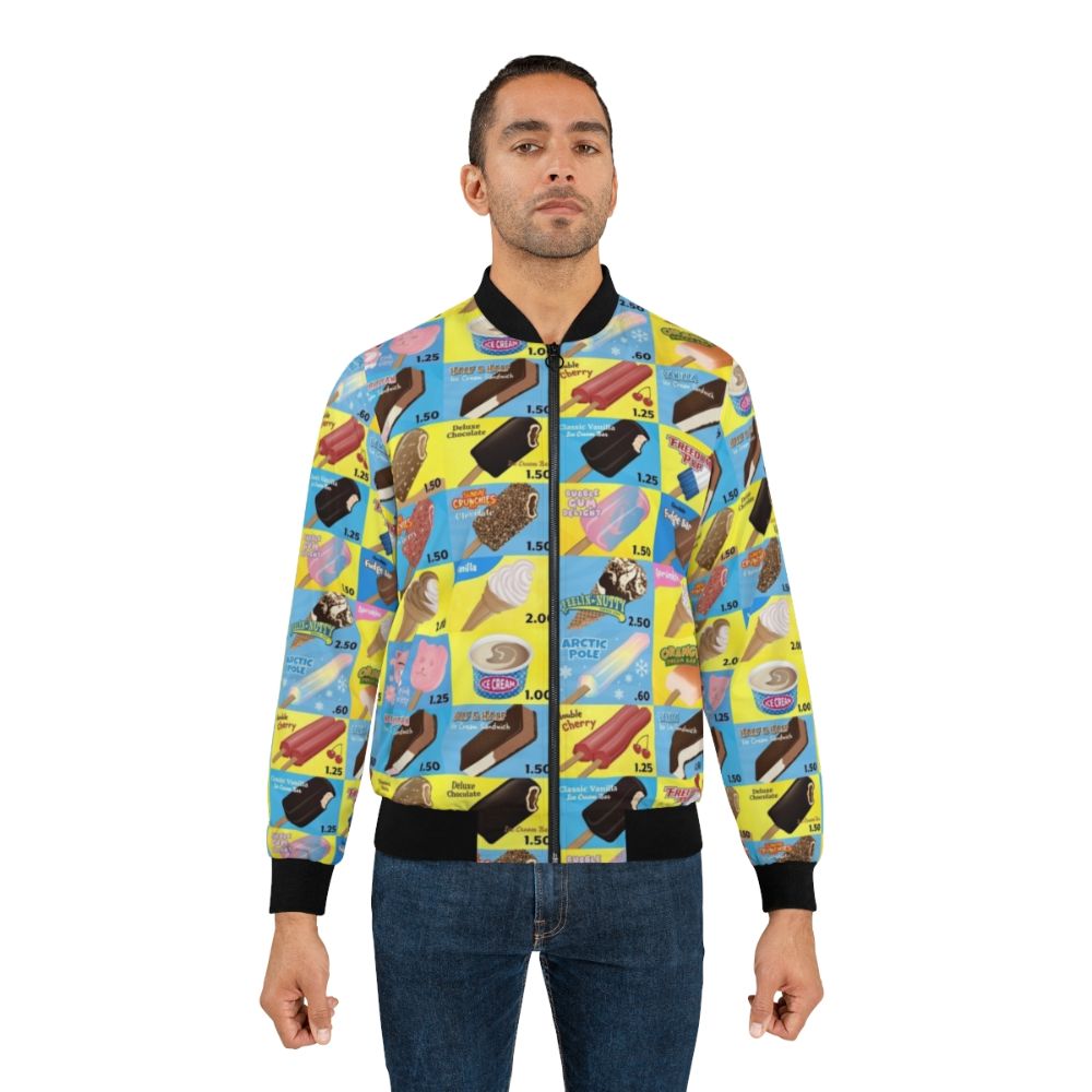 Vintage-inspired ice cream truck bomber jacket with colorful ice cream themed graphics - Lifestyle