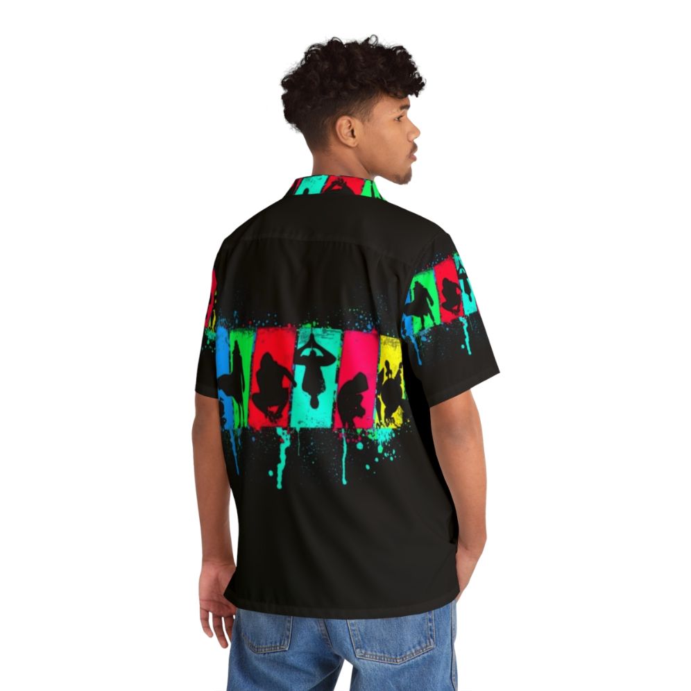 Neon Spider Souls Hawaiian Shirt with Spiderverse Inspired Silhouette Design - People Back