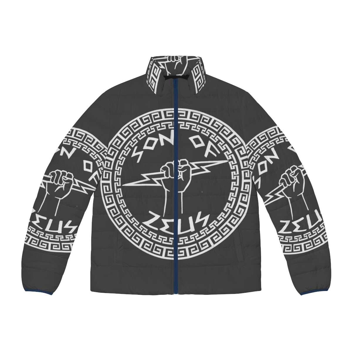 Son of Zeus Puffer Jacket featuring Greek mythology inspired design