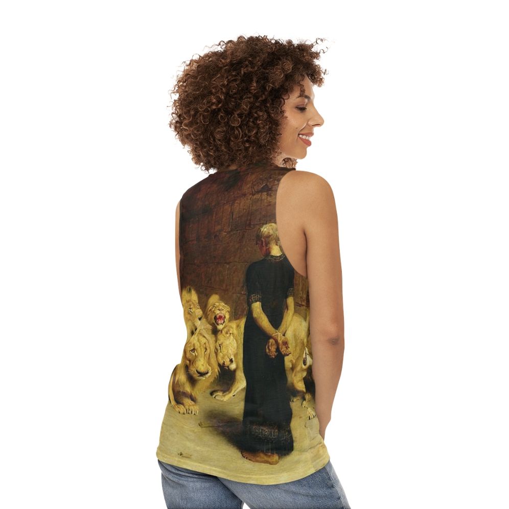 Vintage Christian Daniel in the Lions Den Unisex Tank Top - women back