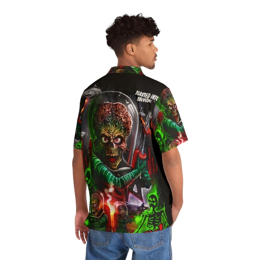 Retro Mars Attacks Hawaiian Shirt featuring science fiction comedy alien invasion - People Back