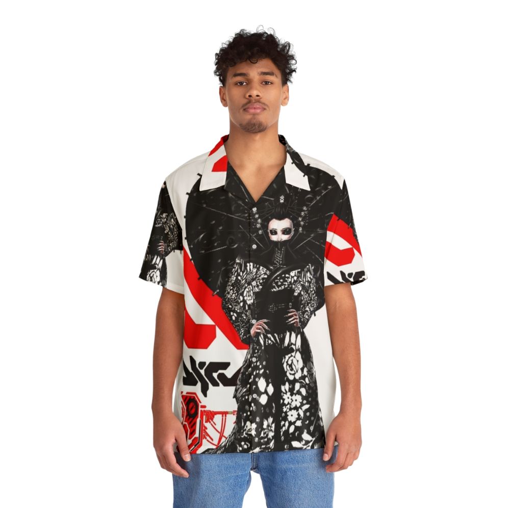 Cyberpunk Geisha Futuristic Urban Hawaiian Shirt - People Front