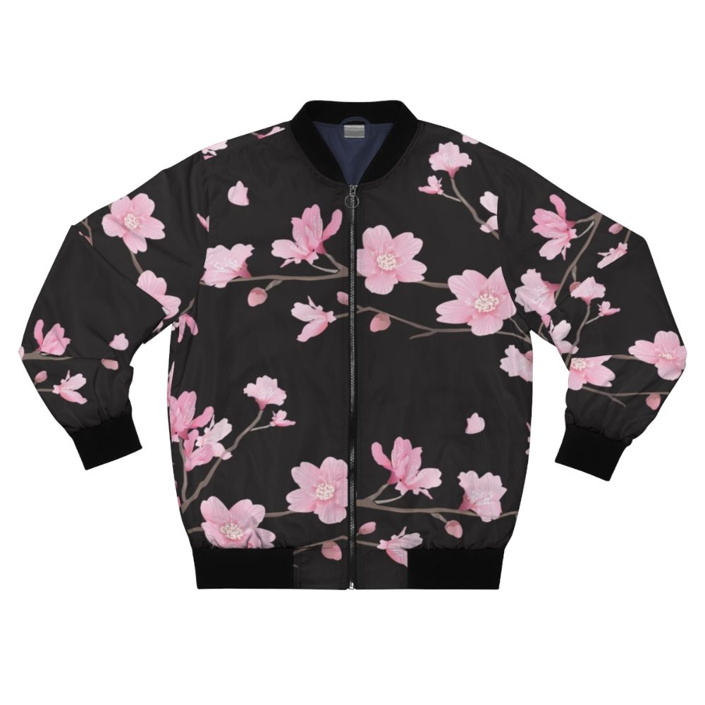 Cherry blossom sakura flower black bomber jacket