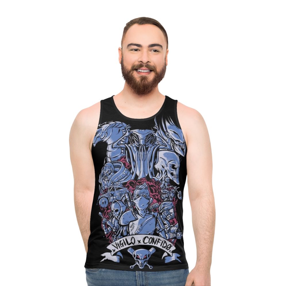 Tactical futuristic unisex tank top with XCOM inspired design - men