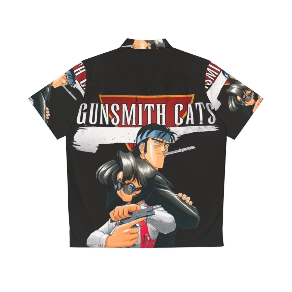 Vintage Gunsmith Cats Hawaiian Shirt with anime-inspired cat print - Back