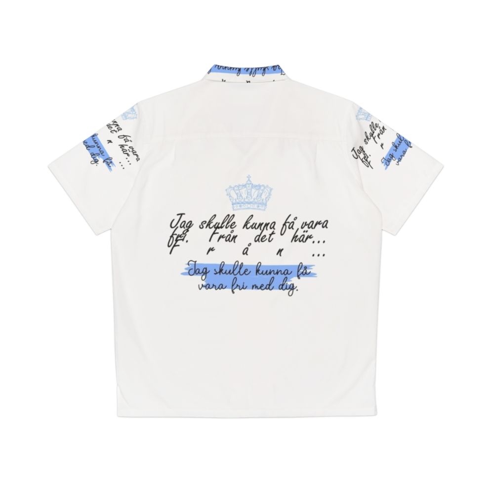 Young Royals Hawaiian Shirt with Love Quotes and Line Art Design - Back