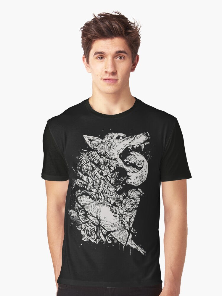 Werewolf silhouette graphic design on a t-shirt - Men