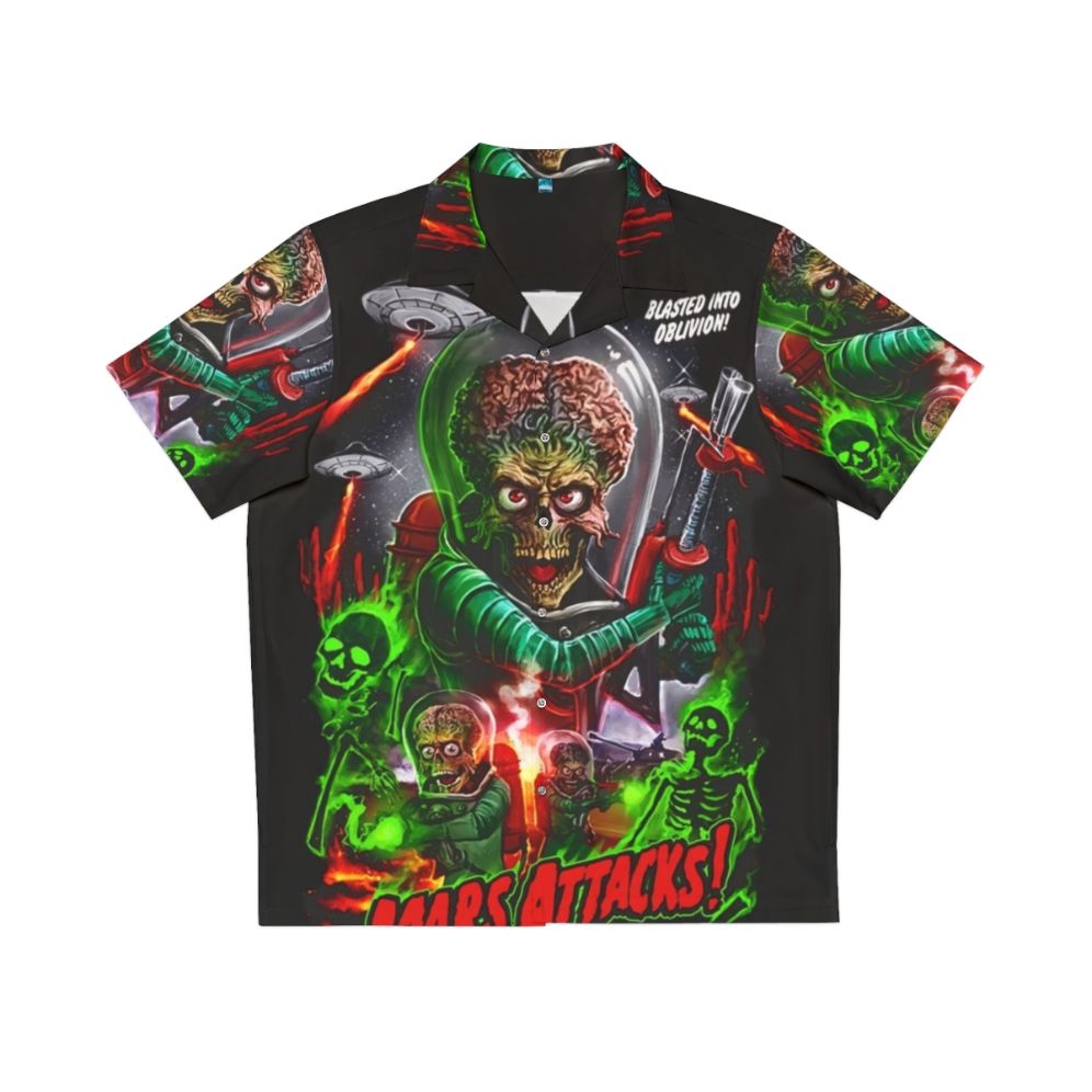 Retro Mars Attacks Hawaiian Shirt featuring science fiction comedy alien invasion