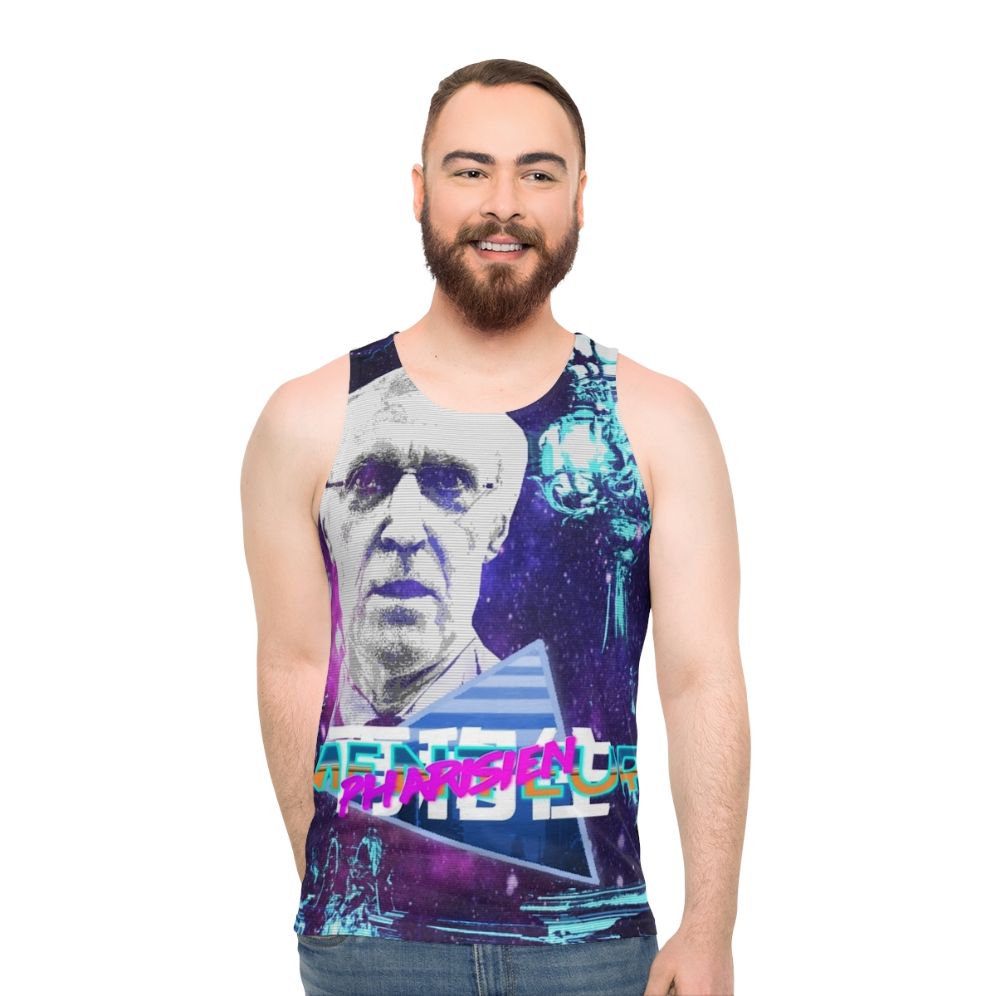 Vaporwave Unisex Tank Top with Henry De Lesquen and Yugissou Design - men