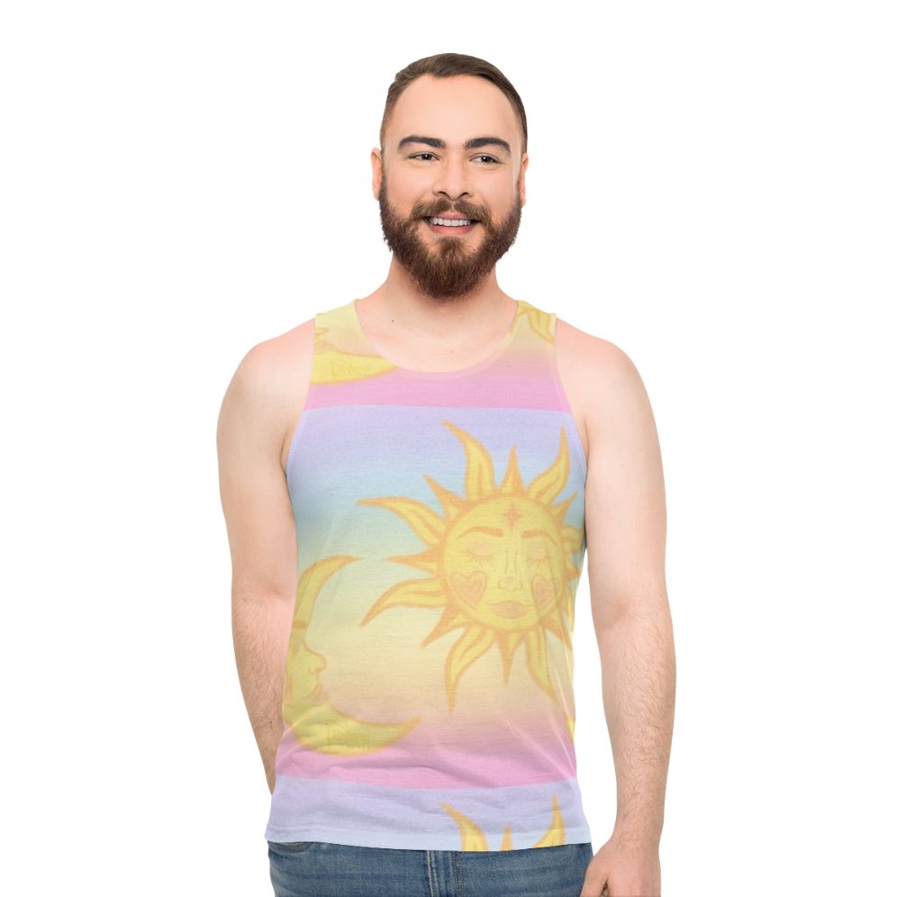 Hippie sun and moons unisex tank top - men