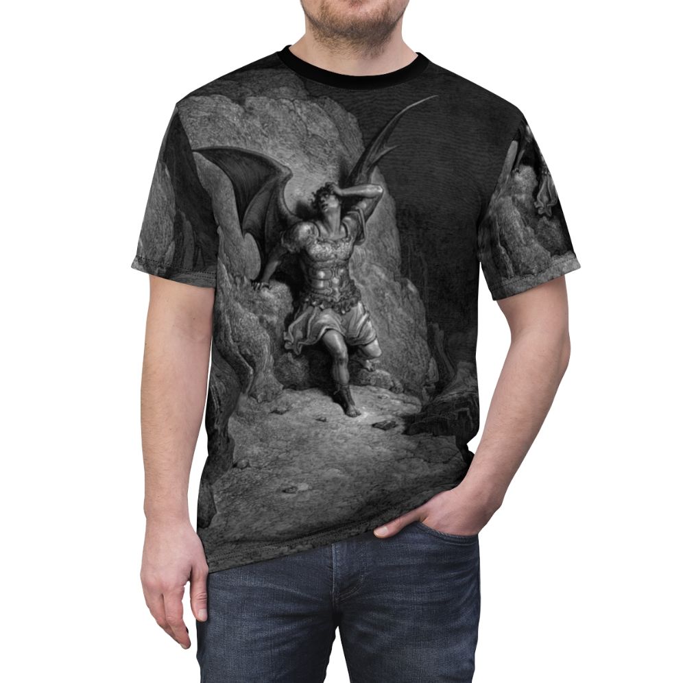 Gustave Dore's The Fall of Satan 1866 Inspired T-Shirt - men front