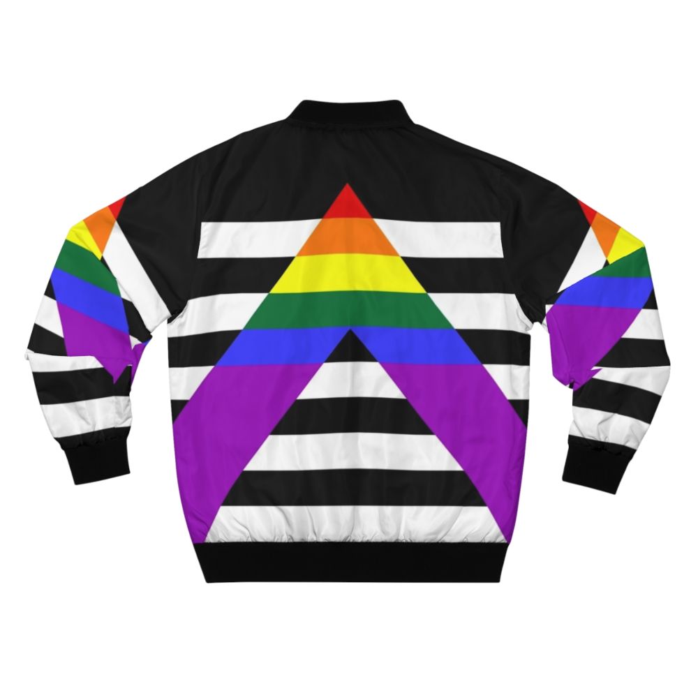 Straight Ally Pride Flag Bomber Jacket with Rainbow Design - Back