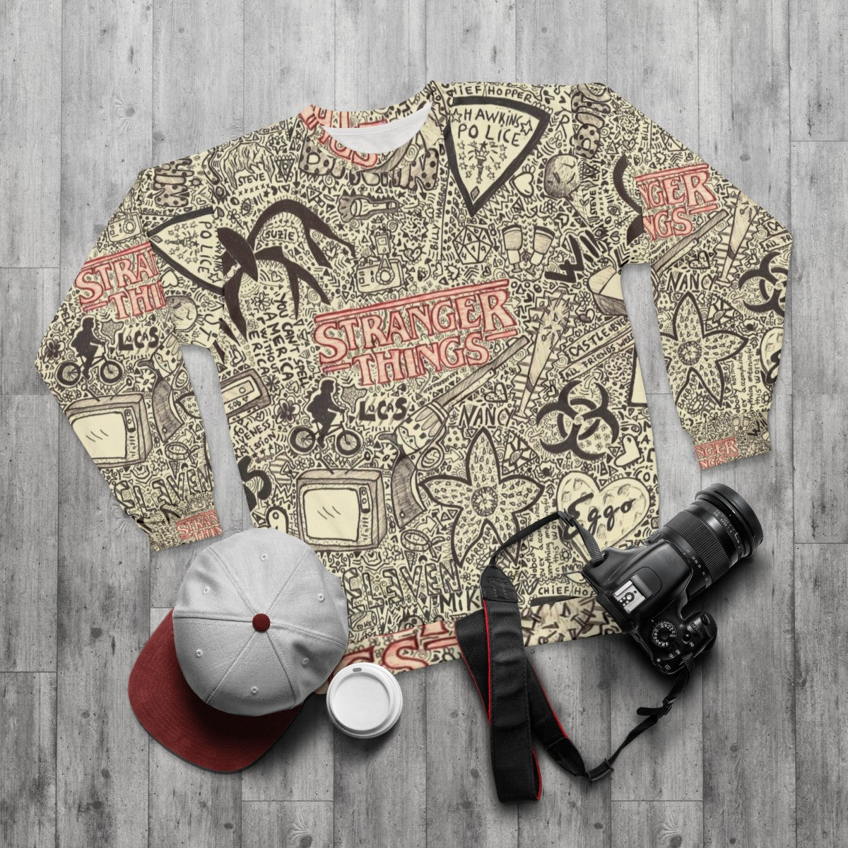 Stranger Things Upside Down Demogorgon Eleven Costume Sweatshirt - flat lay